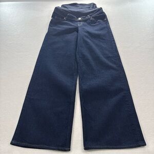 NWT H&M Maternity High Rib Wide Leg Dark Denim Blue Jeans Womens sz XS